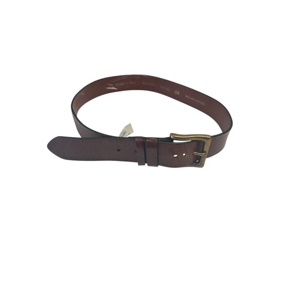 Fossil Mens Brown Genuine Leather Belt With Brass Buckle - Size 32 - Picture 1 of 10